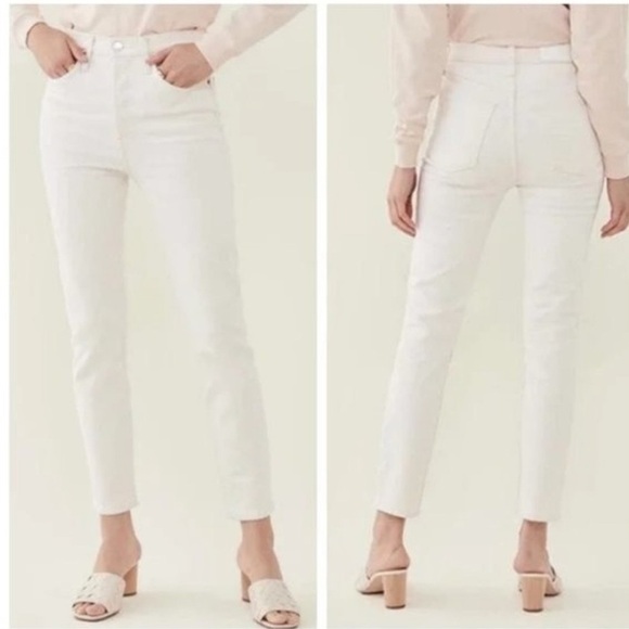 REDONE 90s High Rise Ankle Crop Jeans Vintage White 27 - Picture 1 of 13